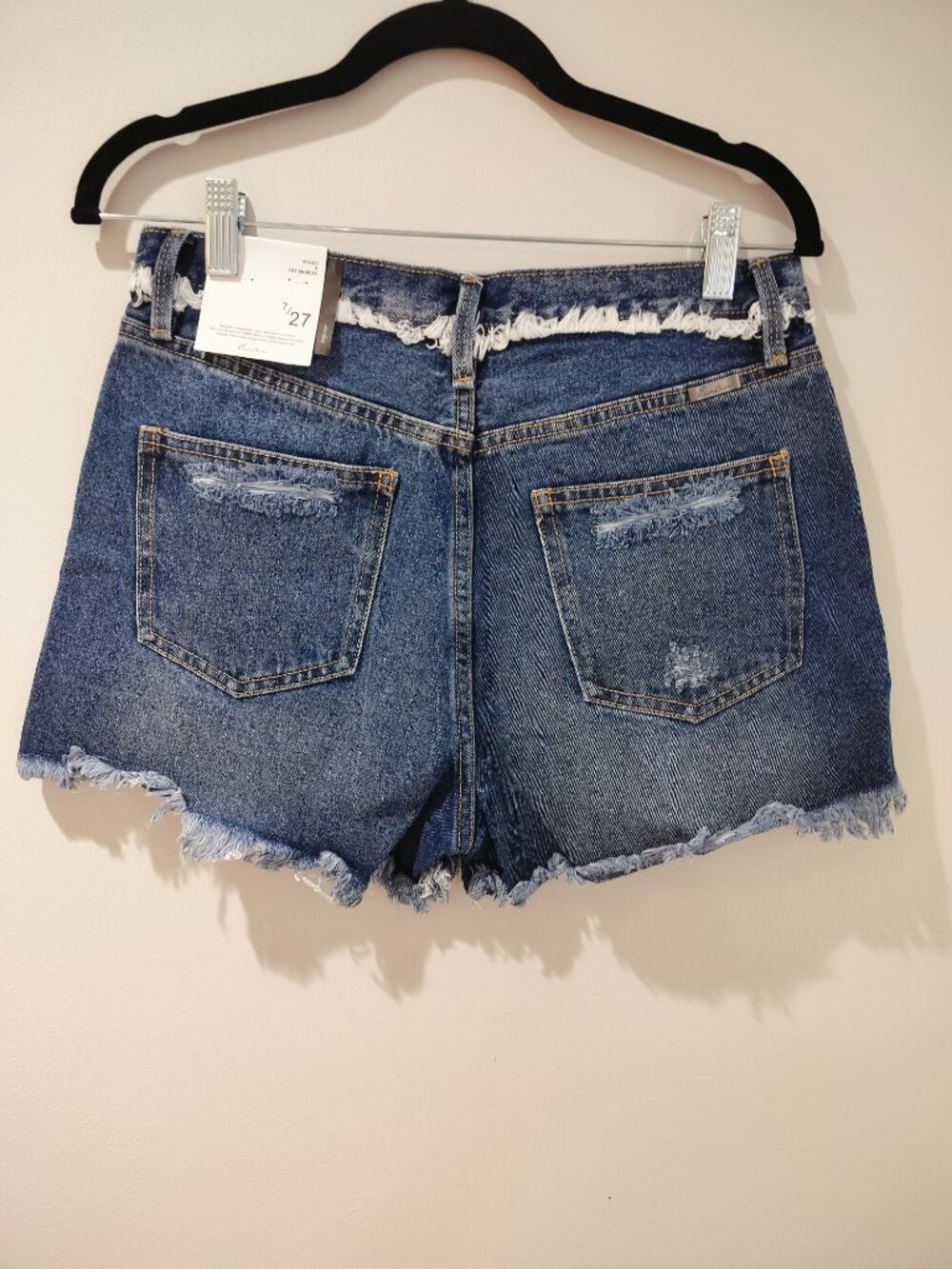 KanCan High Rise Distressed Denim Shorts Button Fly Frayed Hem Size 27 * - Picture 4 of 9